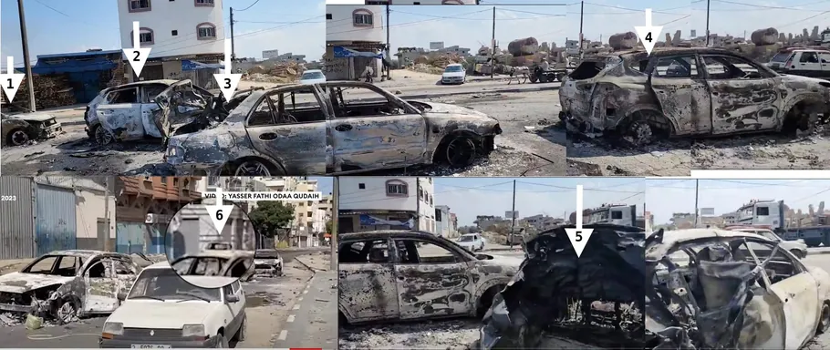 Burnt cars — footage from journalist Al-Zanoun