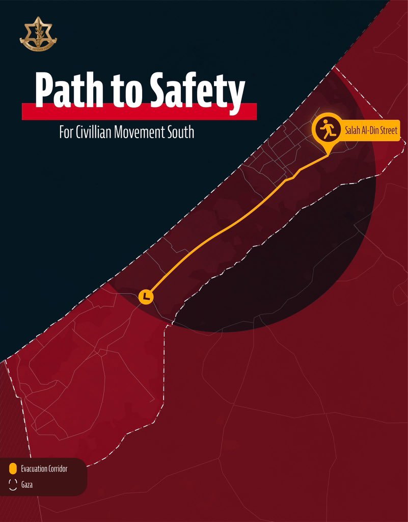 Avichay Adraee's post on the safety of the evacuation route