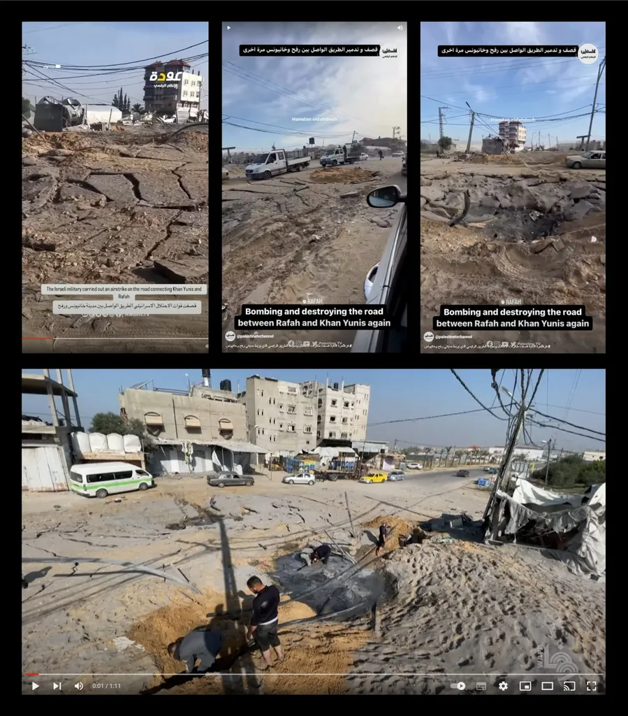 صور توثق آثار الدمار على الطريق والبنية التحتية