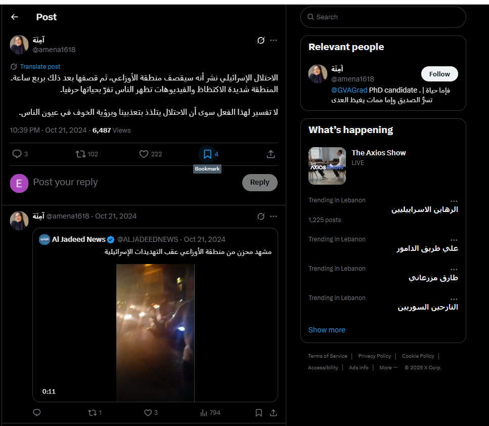 Screenshot of the post on X