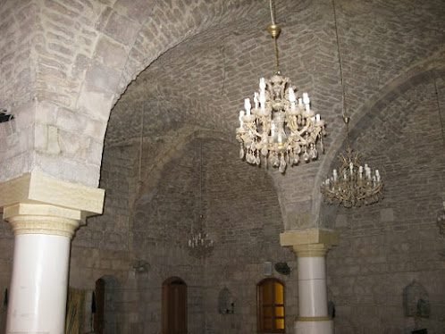 The mosque's interior ceiling