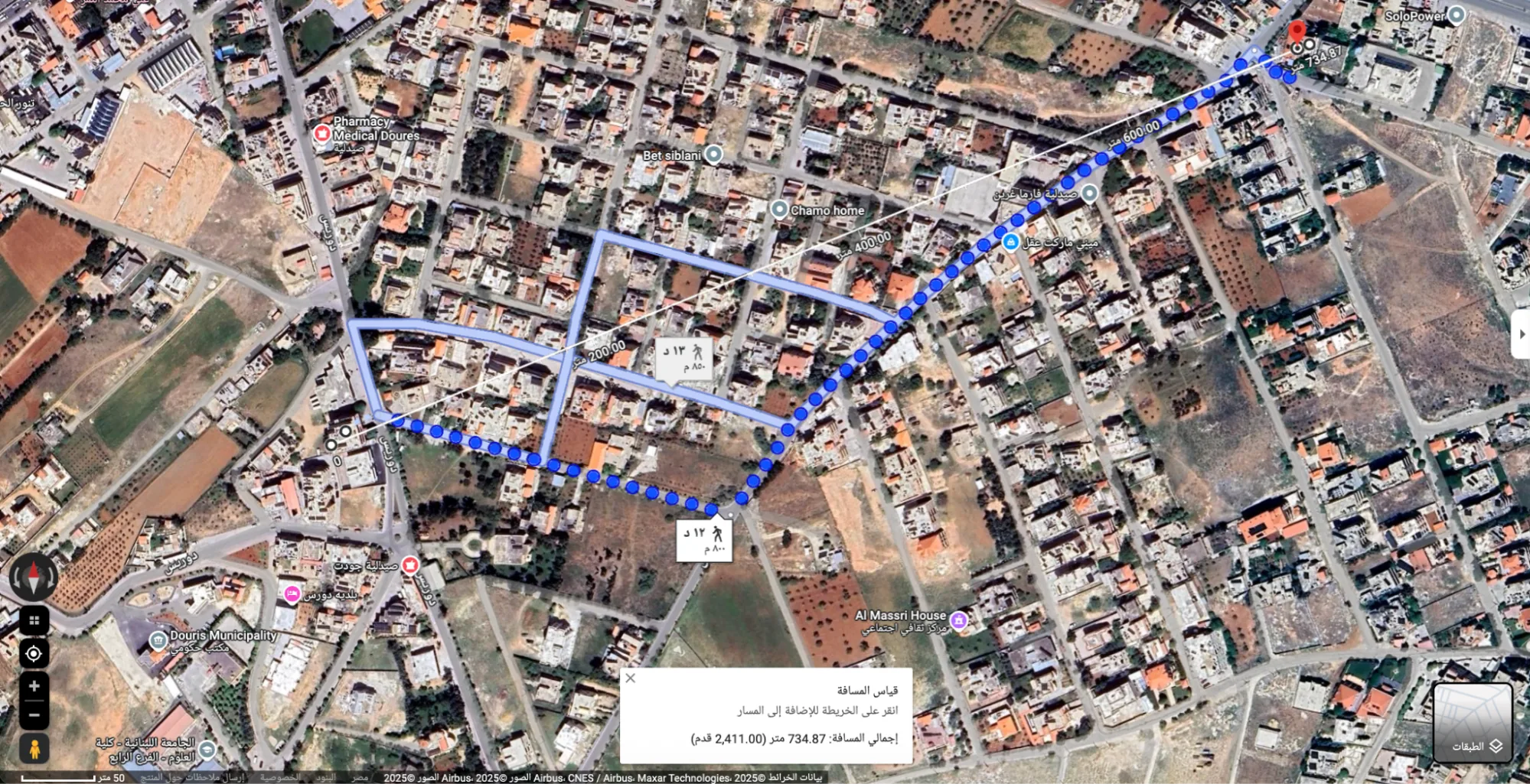 Map distance between sites
