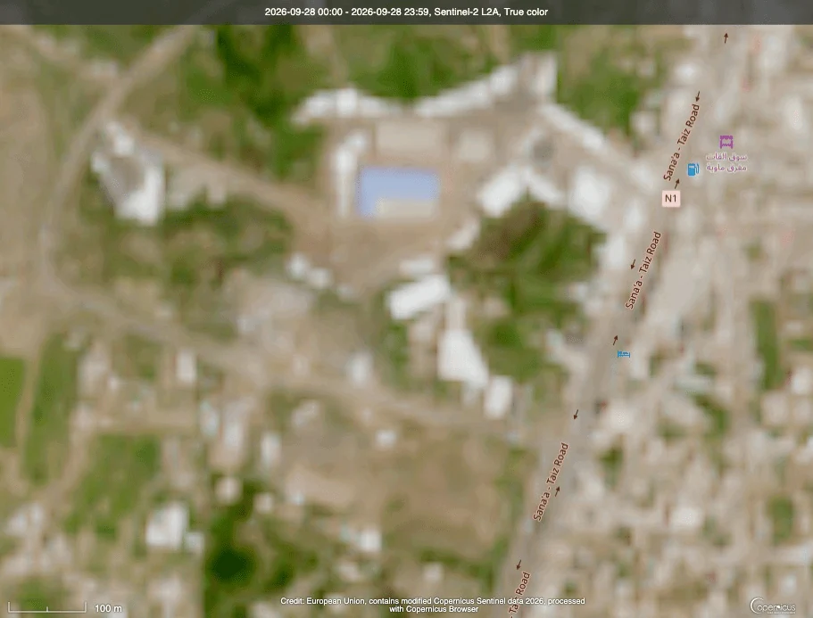 صورة Sentinel-2 لمحيط المحلات بتاريخ 28 سبتمبر/أيلول 2026